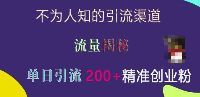 不为人知的引流渠道，流量揭秘，实测单日引流200+精准创业粉【揭秘】|无忧资源社