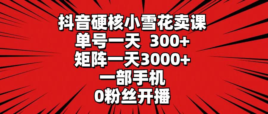 （9551期）抖音硬核小雪花卖课，单号一天300+，矩阵一天3000+，一部手机0粉丝开播|无忧资源社