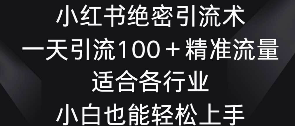 小红书绝密引流术，一天引流100+精准流量，适合各个行业，小白也能轻松上手【揭秘】|无忧资源社