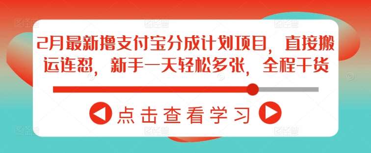 2月最新撸支付宝分成计划项目，直接搬运连怼，新手一天轻松多张，全程干货|无忧资源社