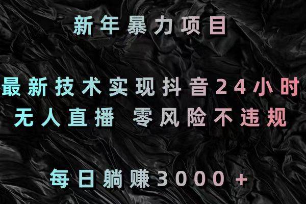 （8827期）新年暴力项目，最新技术实现抖音24小时无人直播 零风险不违规 每日躺赚3000|无忧资源社