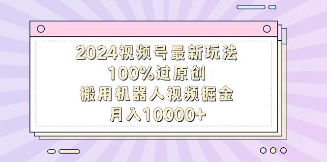 （9151期）2024视频号最新玩法，100%过原创，搬用机器人视频掘金，月入10000+|无忧资源社