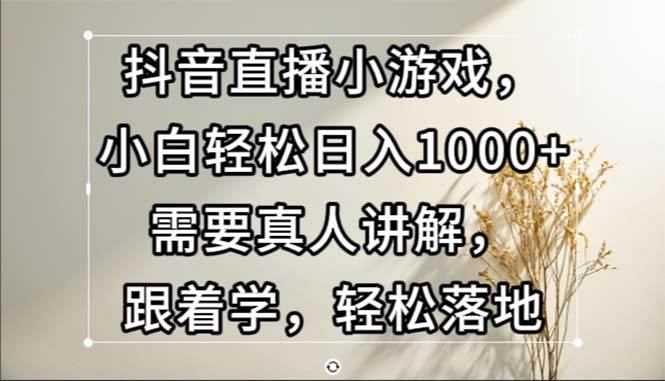 （13075期）抖音直播小游戏，小白轻松日入1000+需要真人讲解，跟着学，轻松落地|无忧资源社