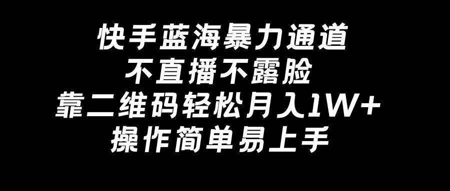 （8961期）快手蓝海暴力通道，不直播不露脸，靠二维码轻松月入1W+，操作简单易上手|无忧资源社