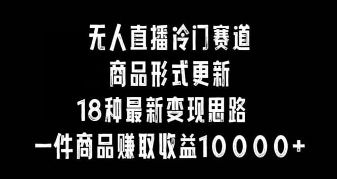 无人直播冷门赛道，商品形式更新，18种变现思路，一件商品赚取收益10000+【揭秘】|无忧资源社