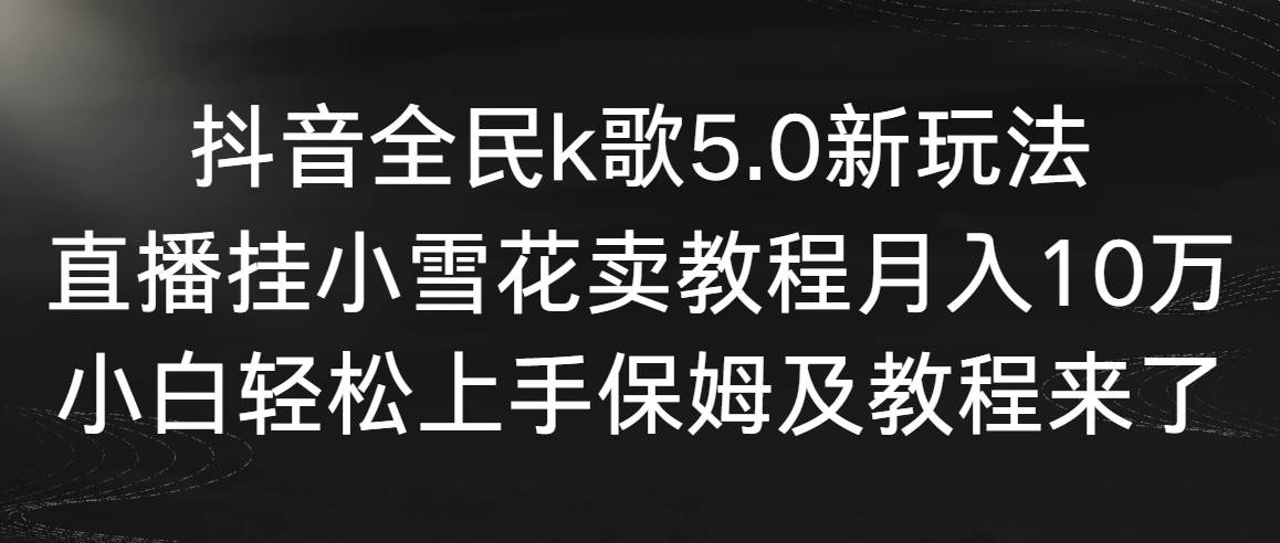 （9021期）抖音全民k歌5.0新玩法，直播挂小雪花卖教程月入10万，小白轻松上手，保…|无忧资源社