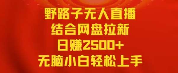 野路子无人直播结合网盘拉新，日赚2500+，小白无脑轻松上手【揭秘】|无忧资源社