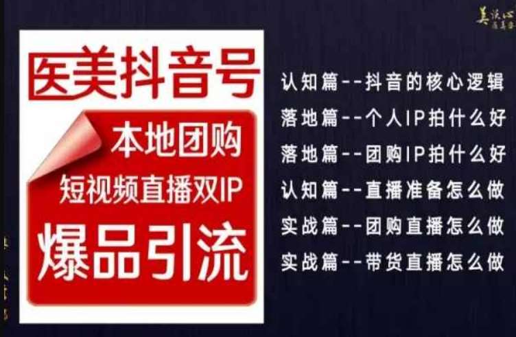 2024医美如何做抖音，医美抖音号本地团购，短视频直播双IP，爆品引流|无忧资源社