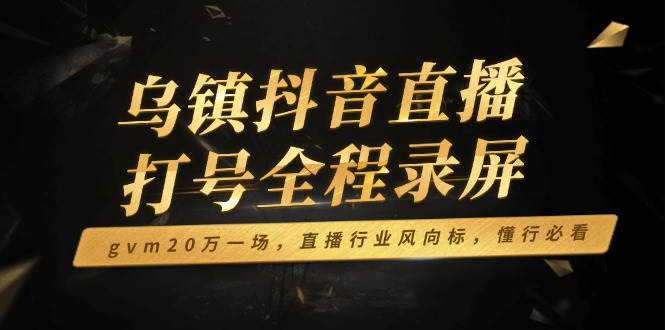（14014期）乌镇抖音直播打号全程录屏，gvm20万一场，直播行业风向标，懂行必看|无忧资源社