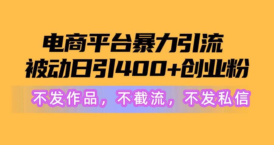 （10168期）电商平台暴力引流,被动日引400+创业粉不发作品，不截流，不发私信|无忧资源社