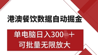 港澳餐饮数据全自动掘金，单电脑日入多张, 可矩阵批量无限操作【揭秘】|无忧资源社