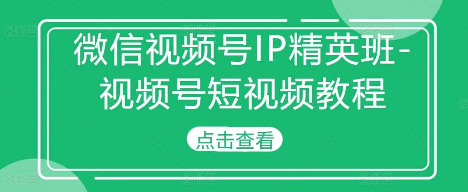 微信视频号IP精英班-视频号短视频教程|无忧资源社