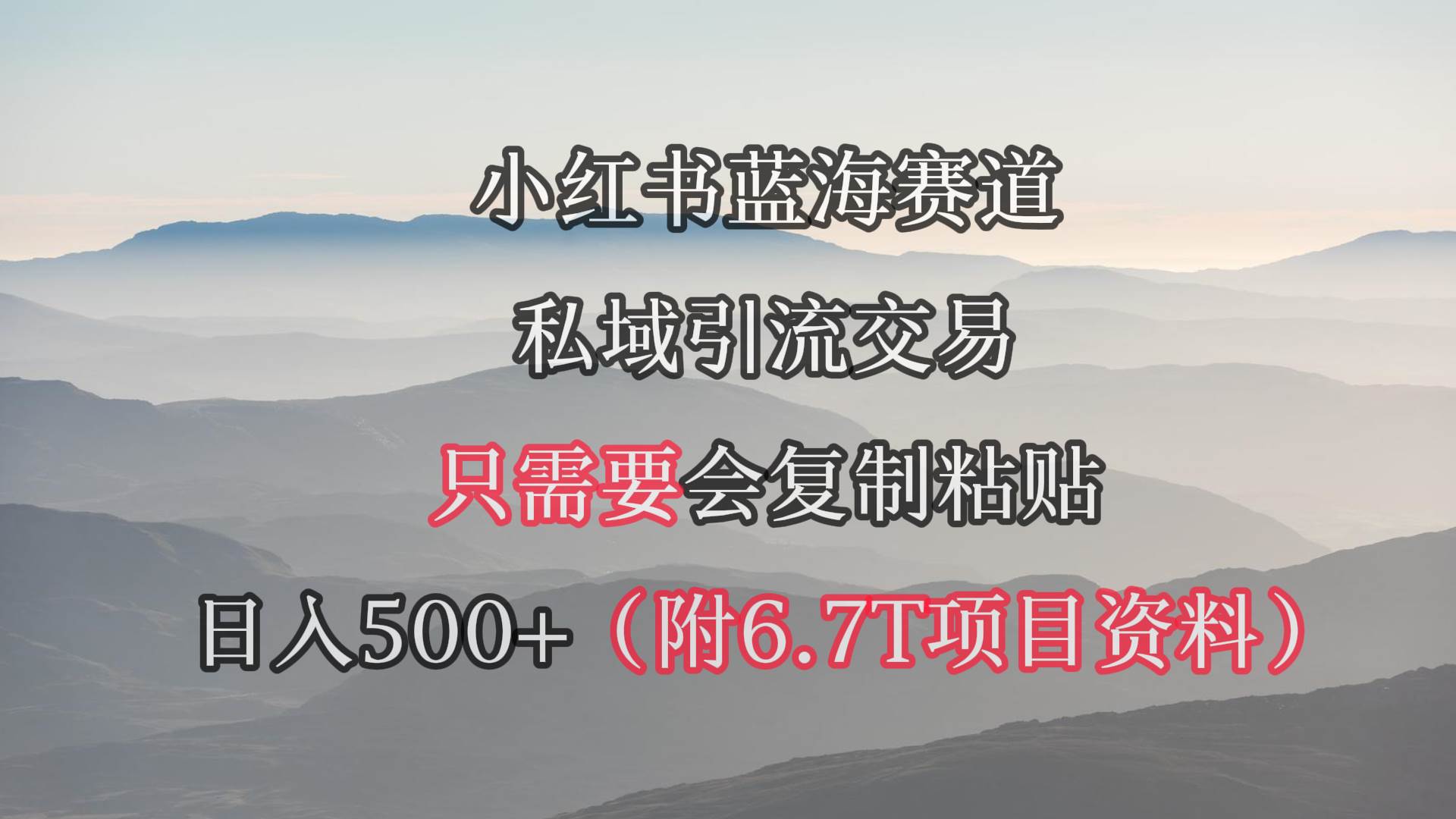 （9487期）小红书短剧赛道，私域引流交易，会复制粘贴，日入500+（附6.7T短剧资源）|无忧资源社