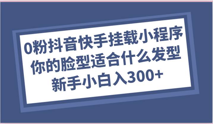 0粉抖音快手挂载小程序，你的脸型适合什么发型玩法，新手小白日入300+|无忧资源社
