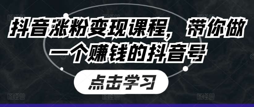 抖音涨粉变现课程，带你做一个赚钱的抖音号|无忧资源社
