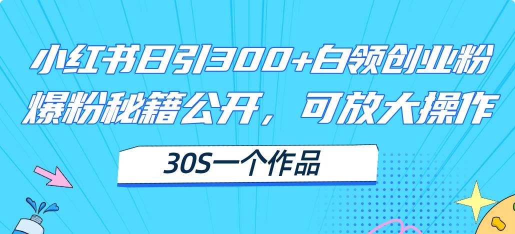 （11692期）小红书日引300+高质白领创业粉，可放大操作，爆粉秘籍！30s一个作品|无忧资源社