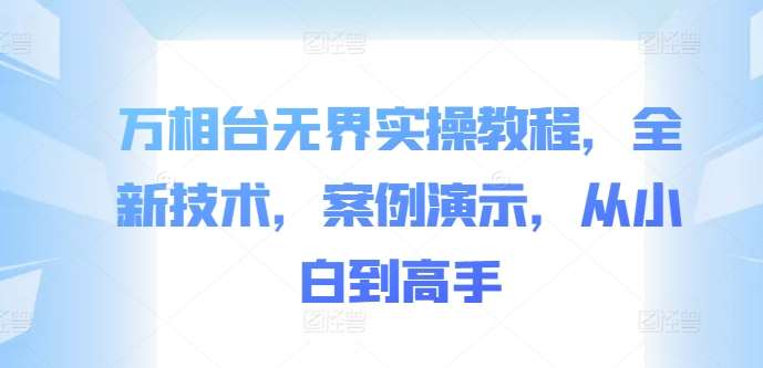 万相台无界实操教程，全新技术，案例演示，从小白到高手|无忧资源社