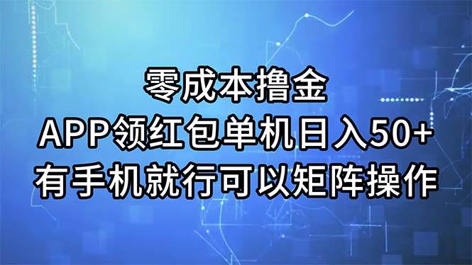 （11545期）零成本撸金，APP领红包，单机日入50+，有手机就行，可以矩阵操作|无忧资源社