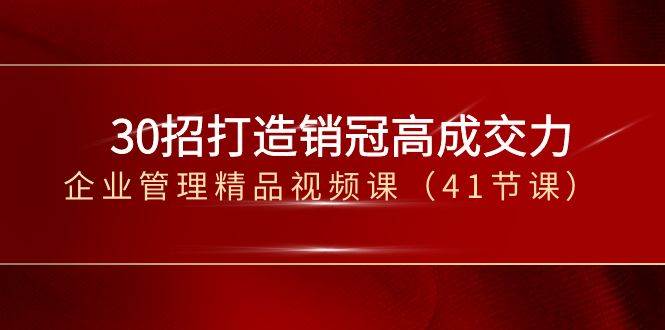 （8477期）30招-打造销冠高成交力-企业管理精品视频课（41节课）|无忧资源社