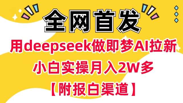 用deepseek做即梦Ai拉新 小白实操月入过W+【附报白渠道】|无忧资源社