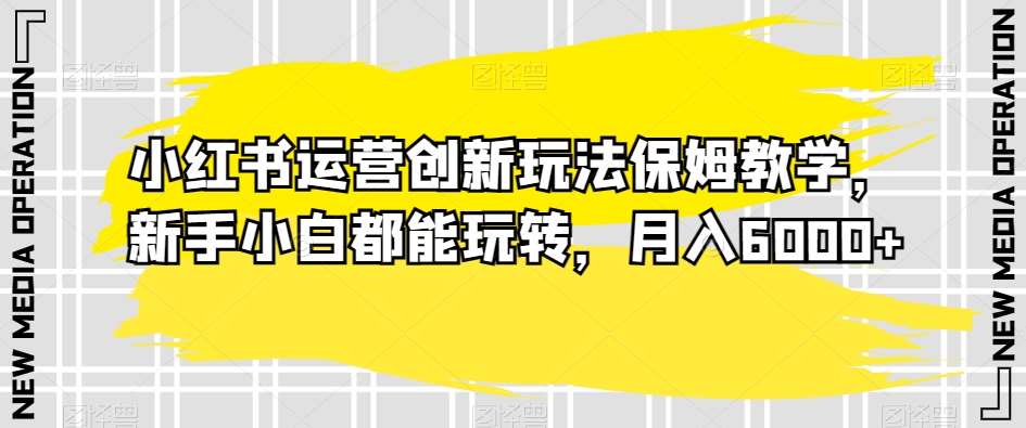 小红书运营创新玩法保姆教学，新手小白都能玩转，月入6000+【揭秘】|无忧资源社