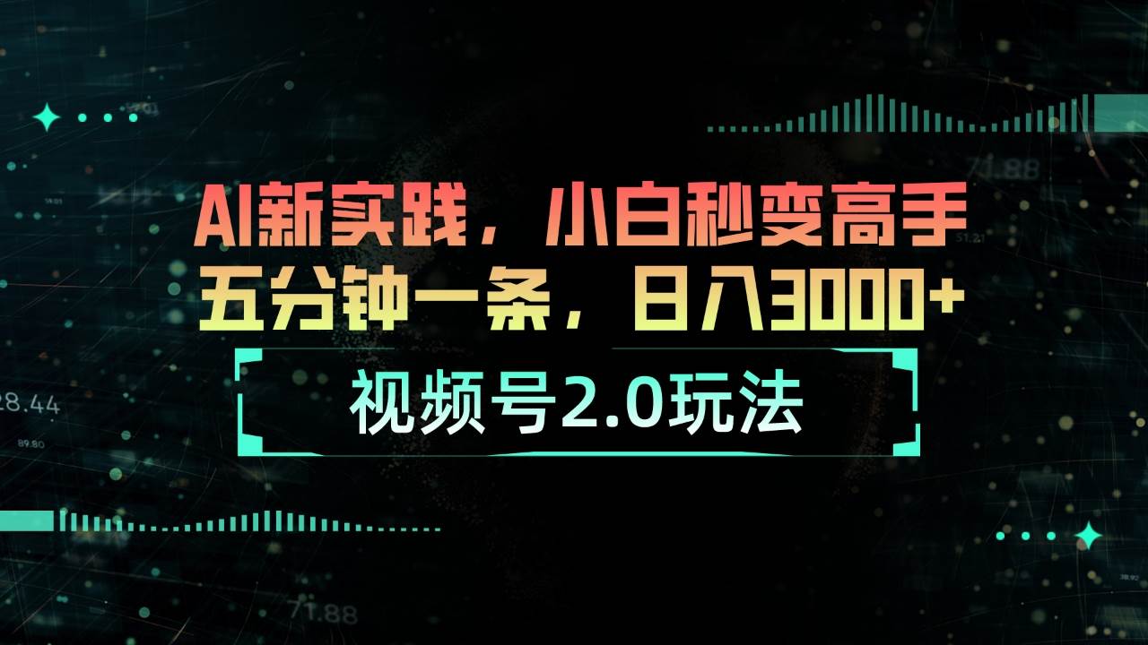 （10888期）视频号2.0玩法 AI新实践，小白秒变高手五分钟一条，日入3000+|无忧资源社