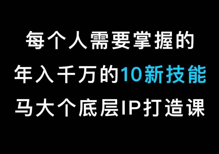 马大个的IP底层逻辑课，​每个人需要掌握的年入千万的10新技能，约会底层IP打造方法！|无忧资源社