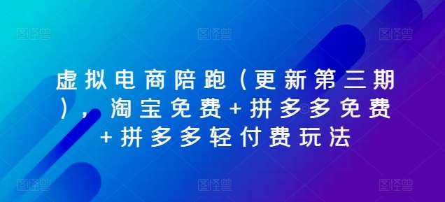 虚拟电商陪跑(更新第三期)，淘宝免费+拼多多免费+拼多多轻付费玩法|无忧资源社
