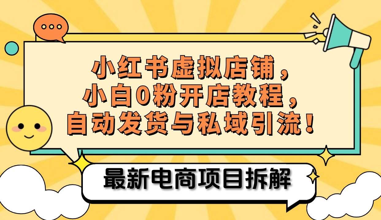 小红书电商，小白虚拟类目店铺教程，被动收益+私域引流|无忧资源社