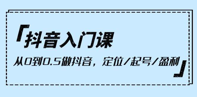 （10076期）抖音入门课，从0到0.5做抖音，定位/起号/盈利（9节课）|无忧资源社