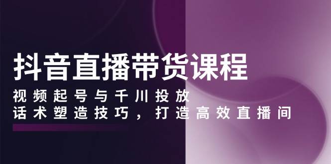 （13848期）抖音直播带货课程，视频起号与千川投放，话术塑造技巧，打造高效直播间|无忧资源社