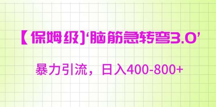 保姆级脑筋急转弯3.0，暴力引流，日入400-800+【揭秘】|无忧资源社