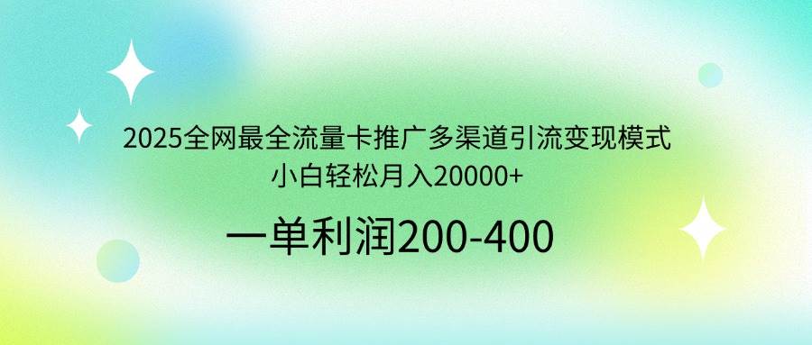（14126期）2025全网最全流量卡推广多渠道引流变现模式，小白轻松月入20000+|无忧资源社