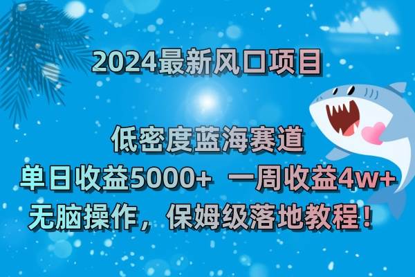 （8545期）2024最新风口项目 低密度蓝海赛道，日收益5000+周收益4w+ 无脑操作，保…|无忧资源社
