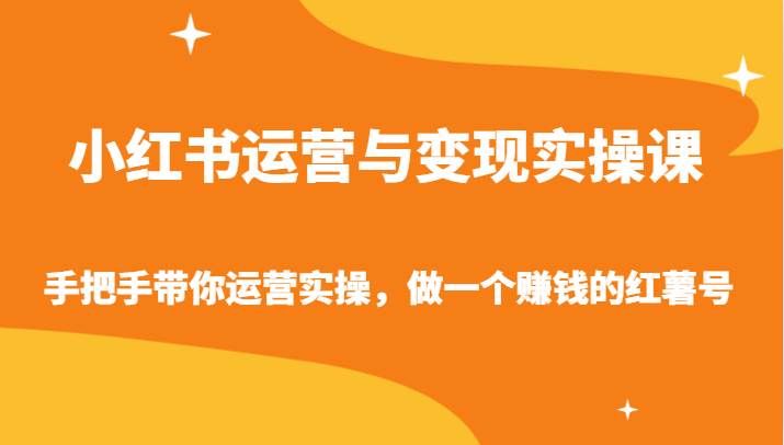 小红书运营与变现实操课-手把手带你运营实操，做一个赚钱的红薯号|无忧资源社