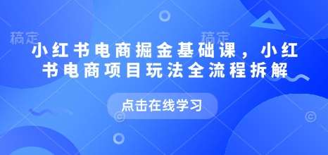 小红书电商掘金课，小红书电商项目玩法全流程拆解|无忧资源社