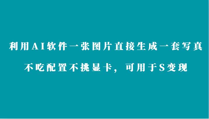 利用AI软件只需一张图片直接生成一套写真，不吃配置不挑显卡，可用于S变现|无忧资源社