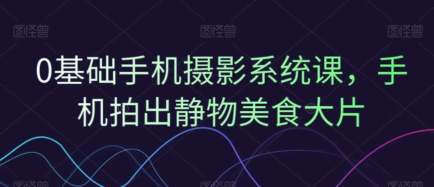 0基础手机摄影系统课，手机拍出静物美食大片|无忧资源社