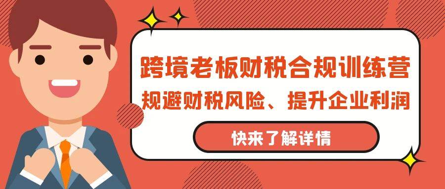 （9838期）跨境老板-财税合规训练营，规避财税风险、提升企业利润|无忧资源社