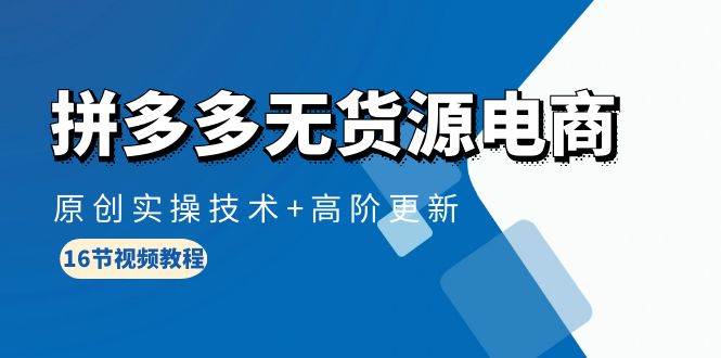 （10015期）拼多多无货源电商，原创实操技术+高阶更新（16节视频教程）|无忧资源社