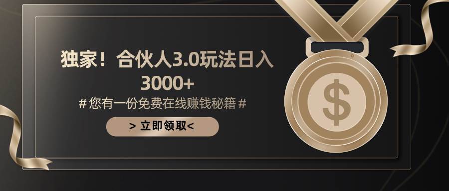 （10727期）游戏合伙人3.0，日入3000+，无限扩大的蓝海项目|无忧资源社