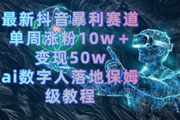 （8637期）最新抖音暴利赛道，单周涨粉10w＋变现50w的ai数字人落地保姆级教程|无忧资源社