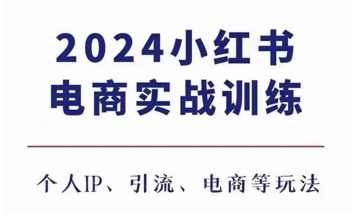 2024小红书电商3.0实战训练，包含个人IP、引流、电商等玩法|无忧资源社