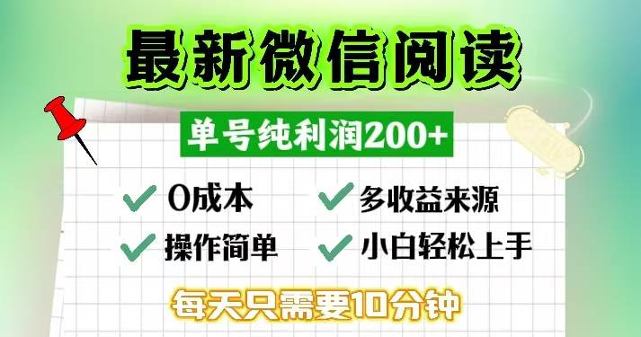 （13108期）微信阅读最新玩法，每天十分钟，单号一天200+，简单0零成本，当日提现|无忧资源社