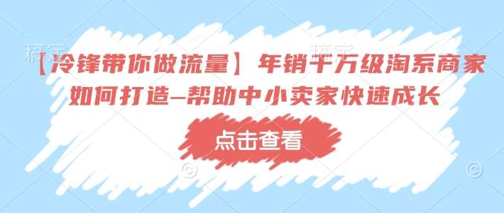 【冷锋带你做流量】年销千万级淘系商家如何打造–帮助中小卖家快速成长|无忧资源社