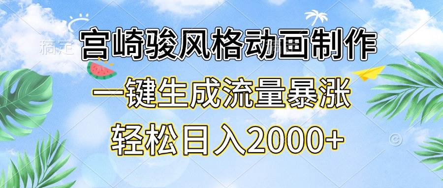 （13386期）宫崎骏风格动画制作，一键生成流量暴涨，轻松日入2000+|无忧资源社