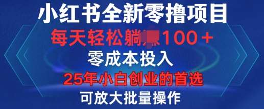 小红书全新纯零撸项目，只要有号就能玩，可放大批量操作，轻松日入100+【揭秘】|无忧资源社
