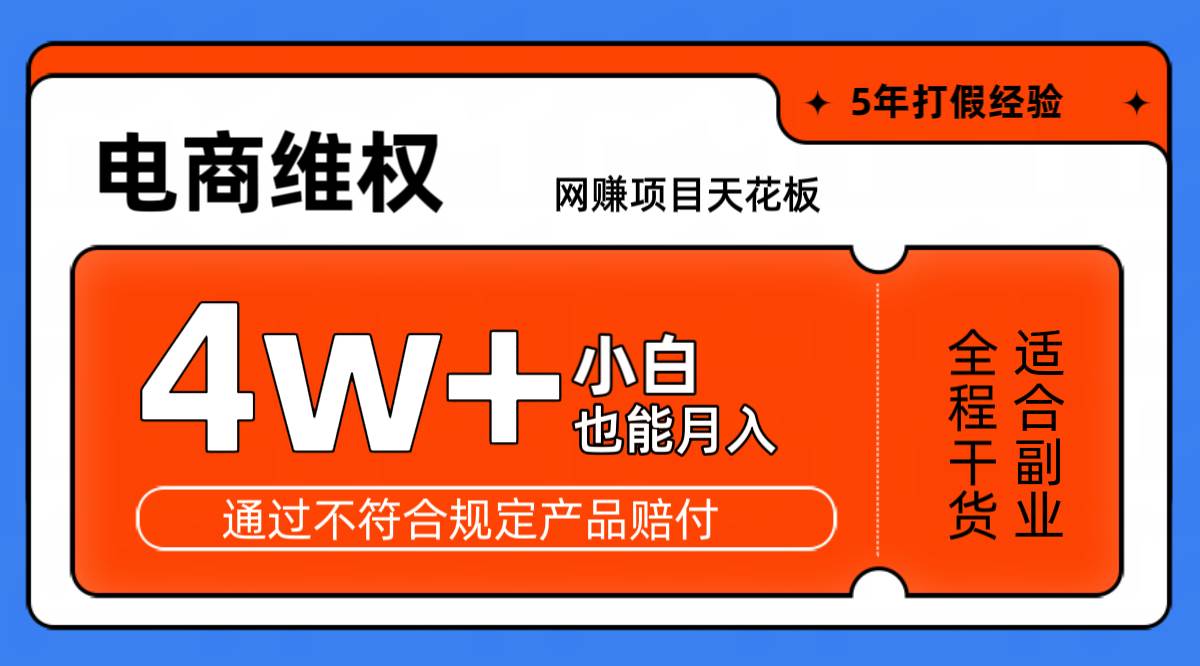 网赚项目天花板电商购物维权月收入稳定4w+独家玩法小白也能上手|无忧资源社