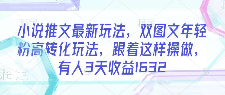 小说推文最新玩法，双图文年轻粉高转化玩法，跟着这样操做，有人3天收益1632|无忧资源社