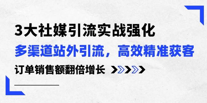 （10563期）3大社媒引流实操强化，多渠道站外引流/高效精准获客/订单销售额翻倍增长|无忧资源社